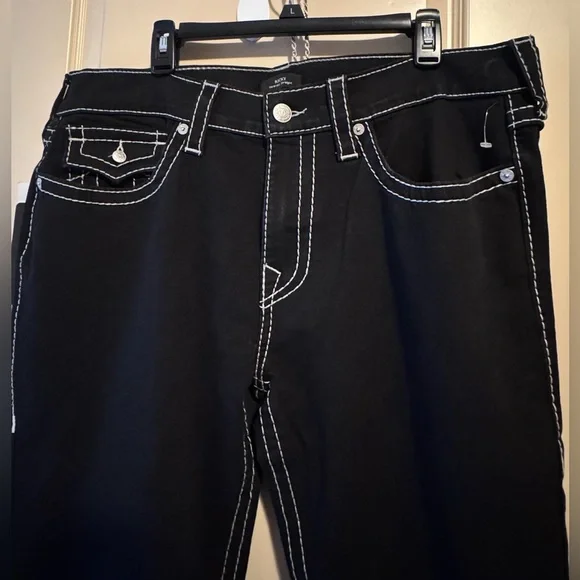 True Religion Ricky Big T Flap Relaxed Straight Mens Sz W38 L34 Rinse Black